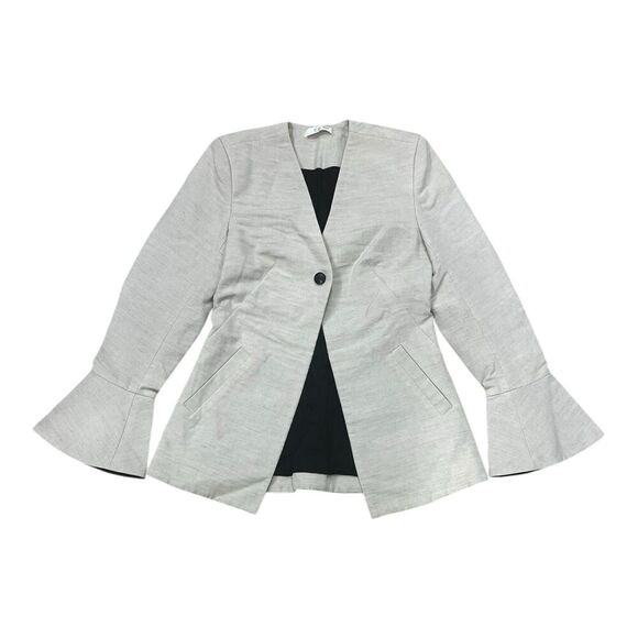Co. Gray Wool Hemp Blend Peplum Cuff Blazer S - Picture 2 of 7